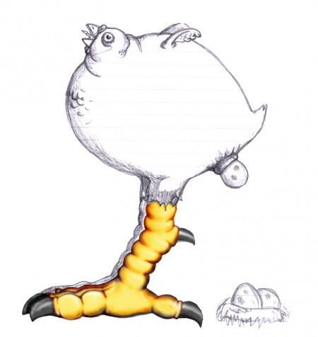 תרנגולת מטילה ביצה. איור: Addrox Karpenkopf (cc-by-nc-nd)